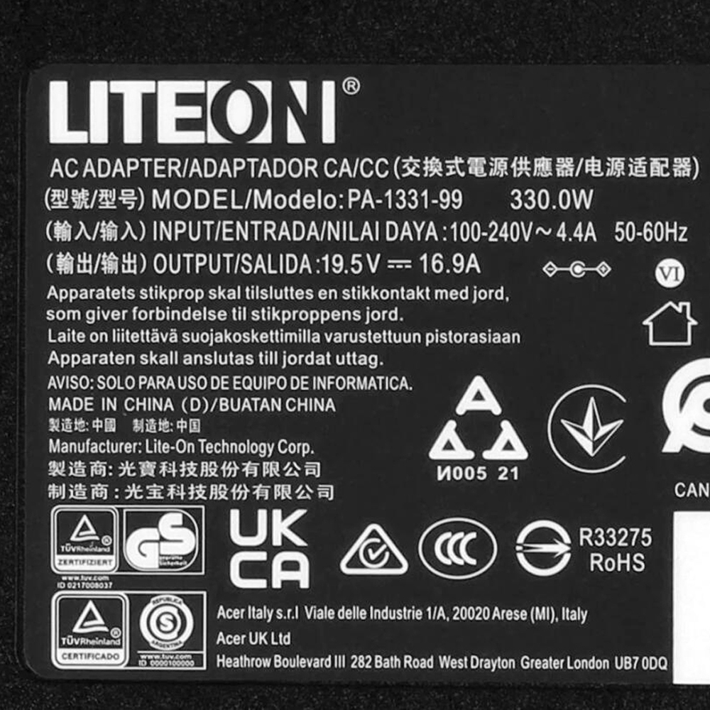 19.5V 16.9A 330W Acer 5.5mm 1.7mm Netzteil Ladegerät – Bild 2
