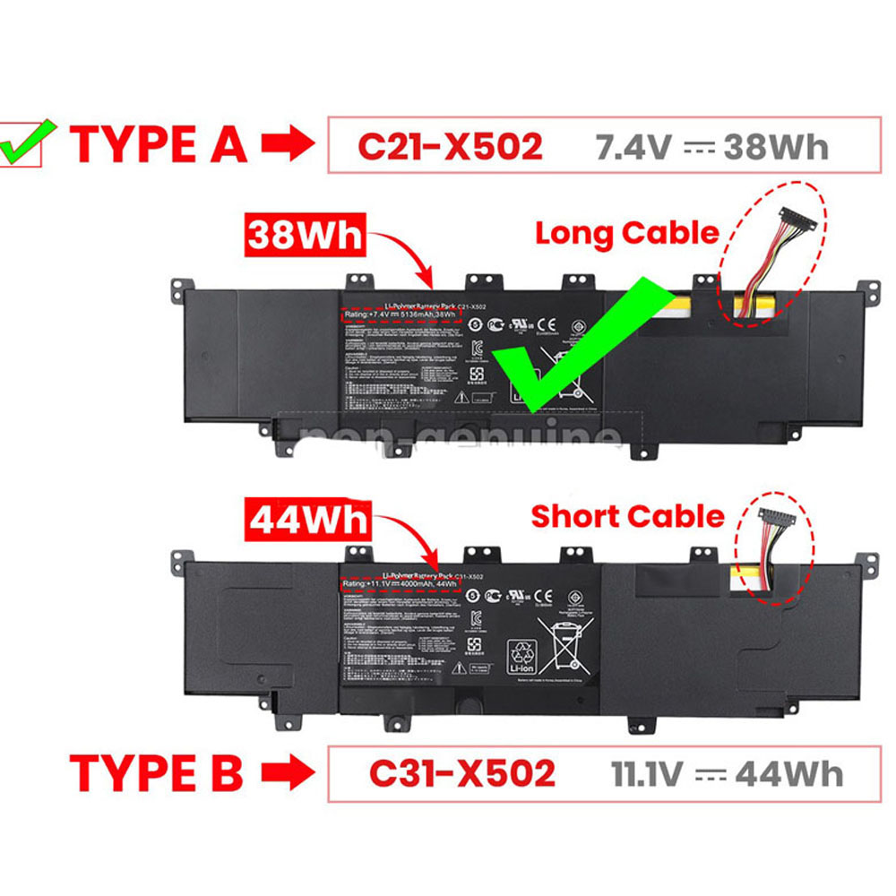 38Wh Asus C21-X502 Akku – Bild 2