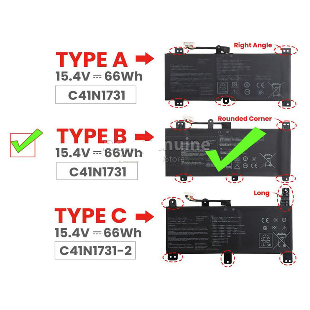 66Wh Asus C41N1731 B Akku – Bild 2