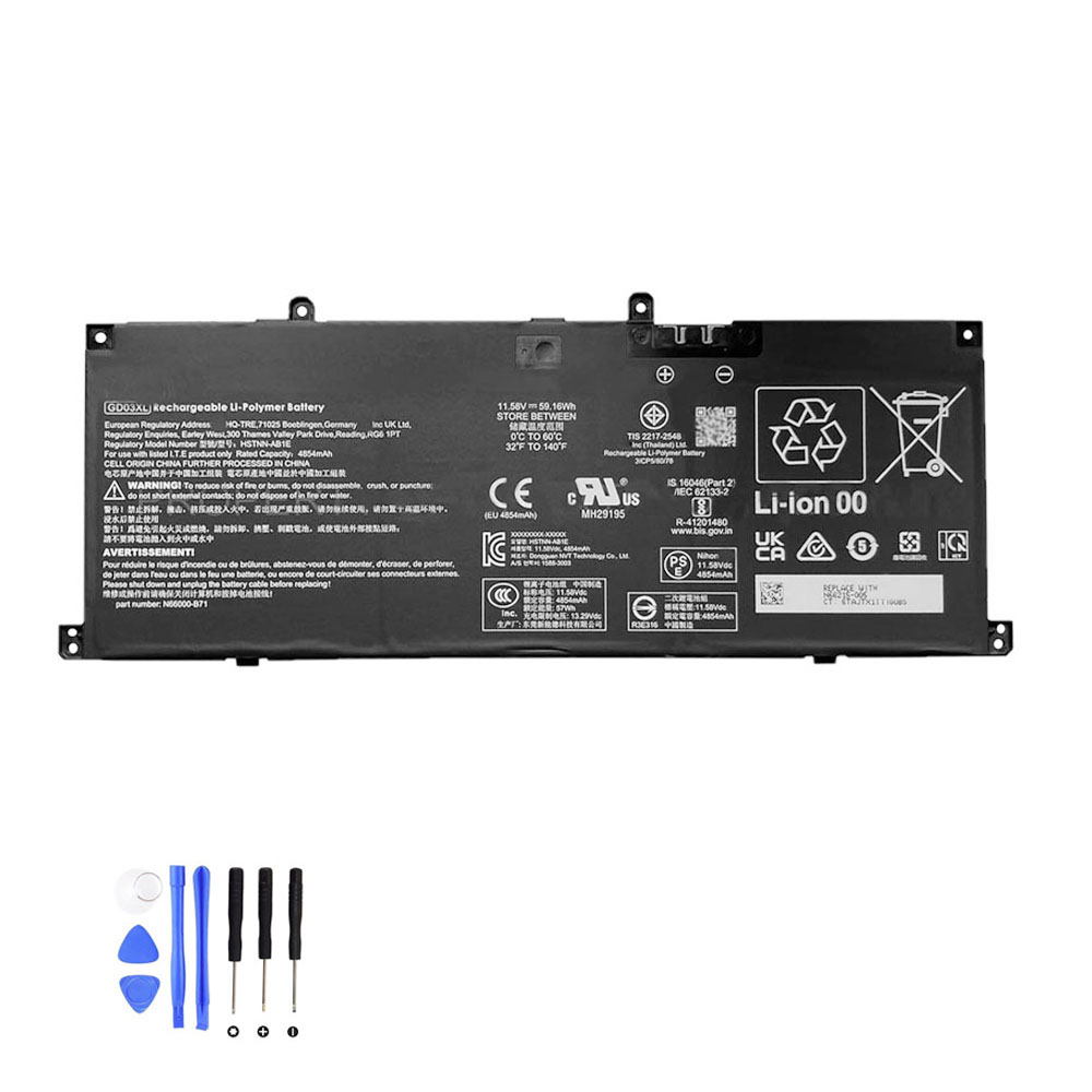 59.16Wh HP GD03XL Akku