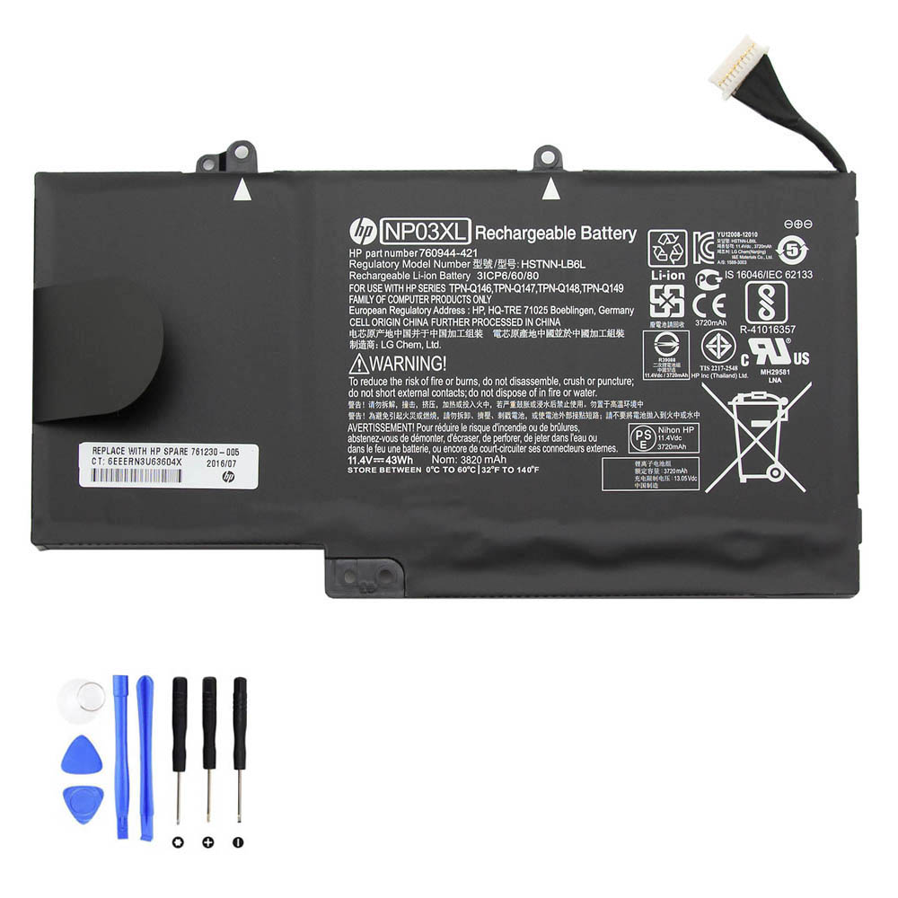 43Wh HP NP03XL Akku