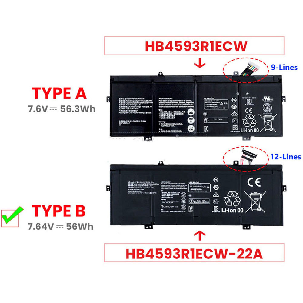 56.3Wh Huawei HB4593R1ECW Akku – Bild 2