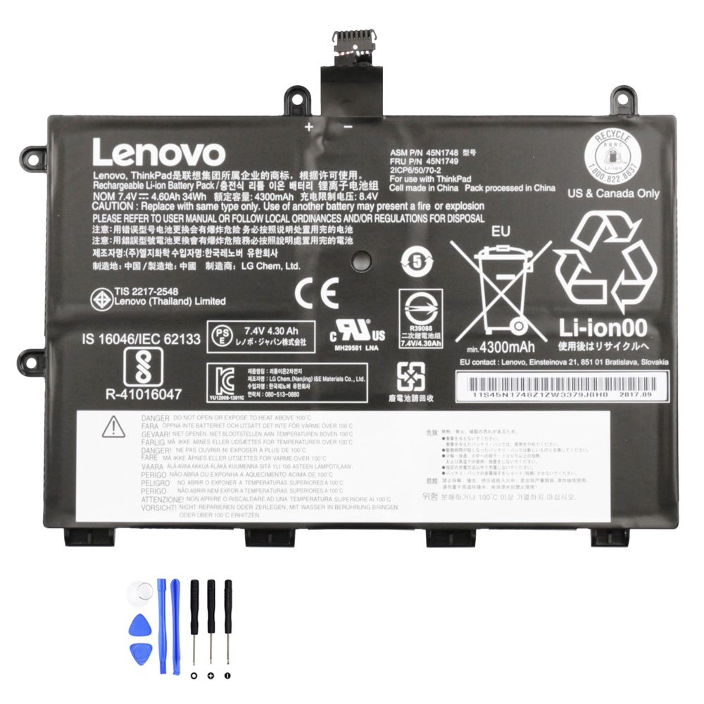 34Wh Lenovo 45N1748 Akku