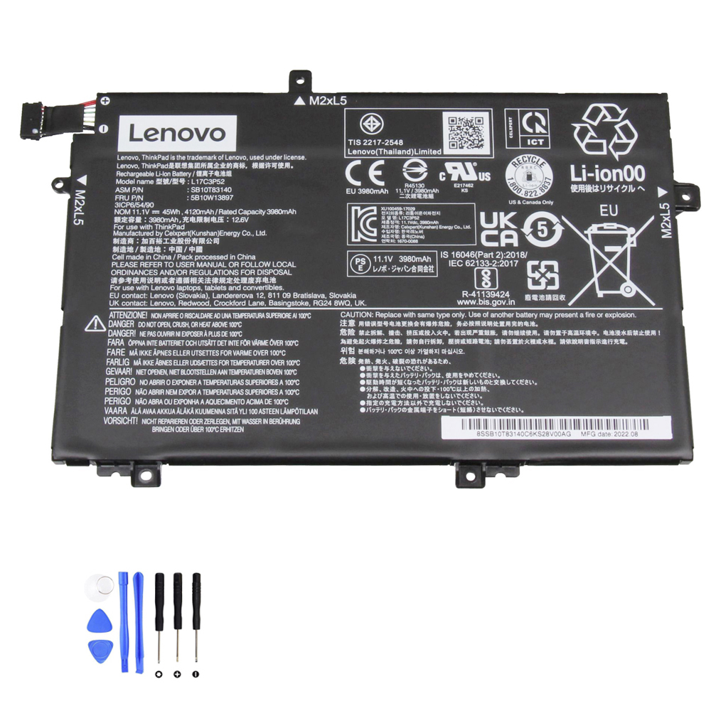 45Wh Lenovo L17C3P52 Akku