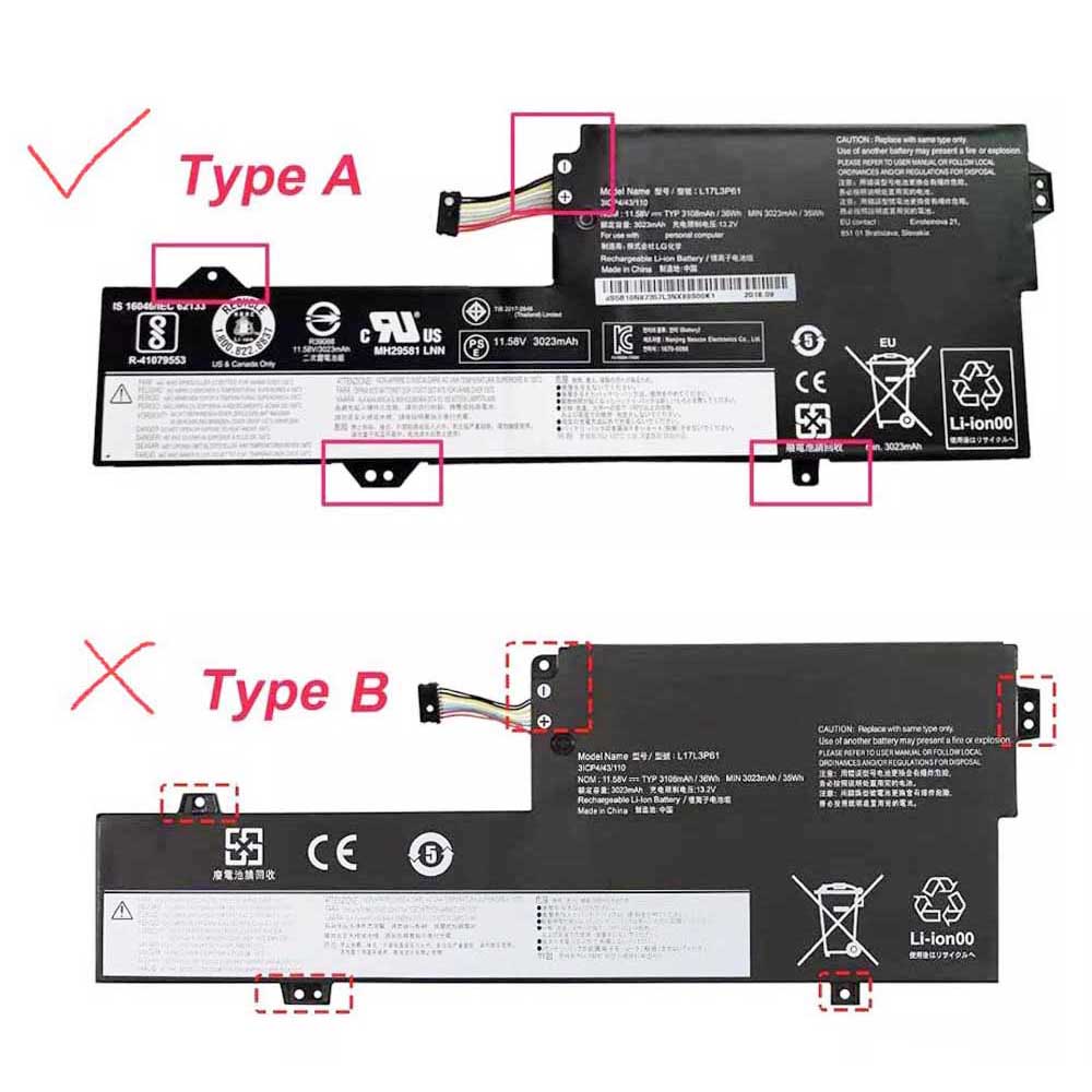 36Wh Lenovo L17M3P61 Akku – Bild 3